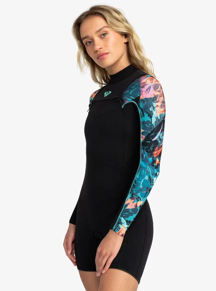 Roxy Wetsuits 25mm Elite Long Sleeve Chest Zip Springsuit Anthracite Leaf 8211 Womens