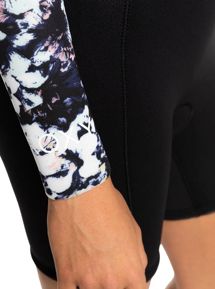 Roxy Wetsuits 25mm Elite Long Sleeve Chest Zip Springsuit True Black Black Flowers 8211 Womens