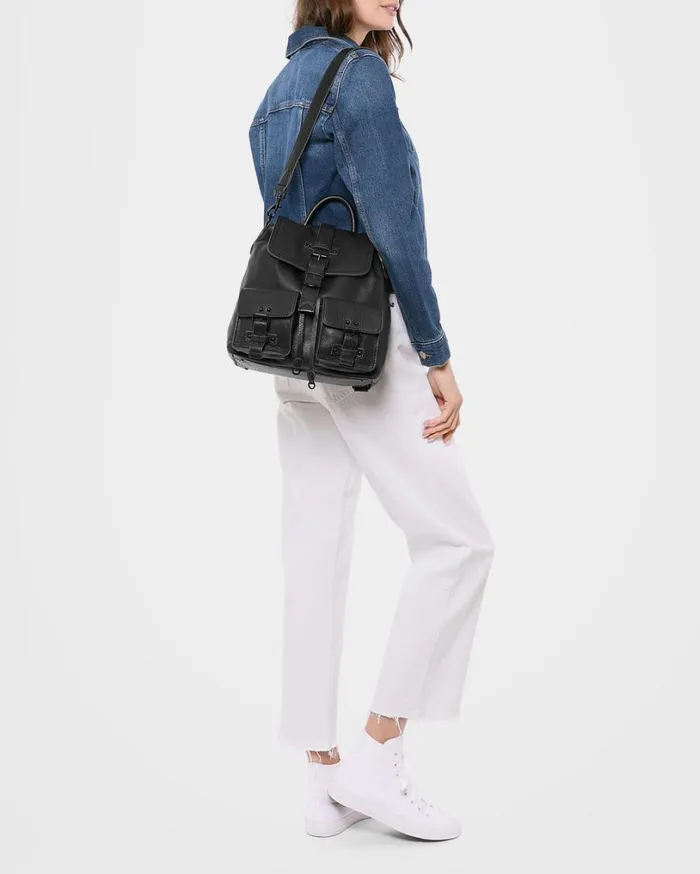 SaddleUp Backpack Black With Shiny Black Women Aimee Kestenberg Backpacks