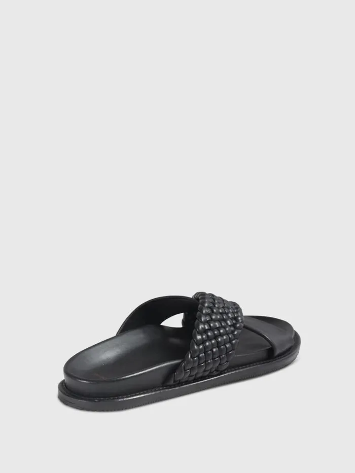 Sandals Mens Paul Stuart Palau Woven Leather Slide Black