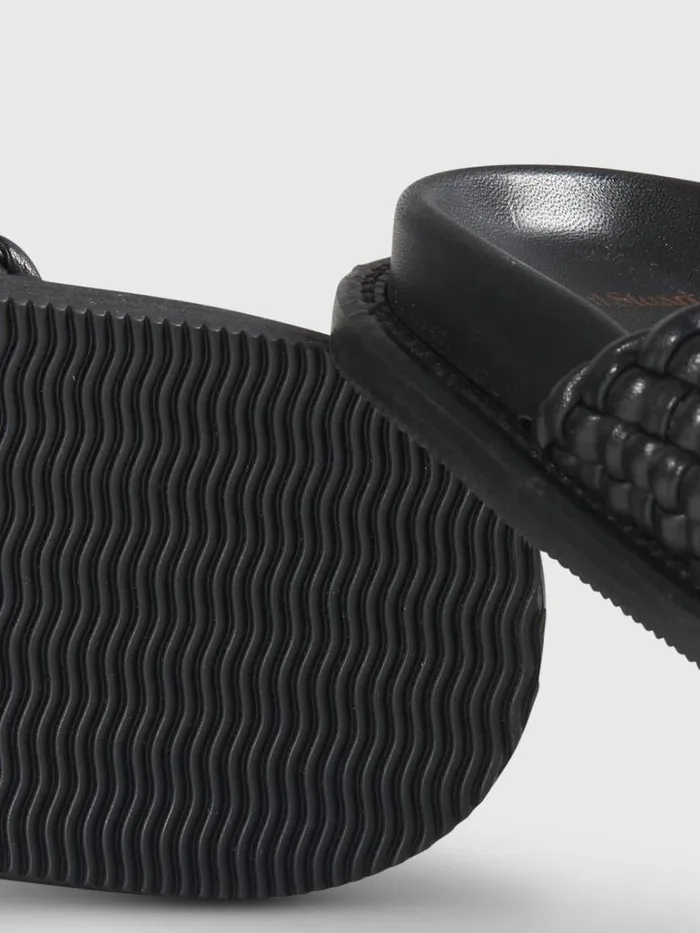 Sandals Mens Paul Stuart Palau Woven Leather Slide Black