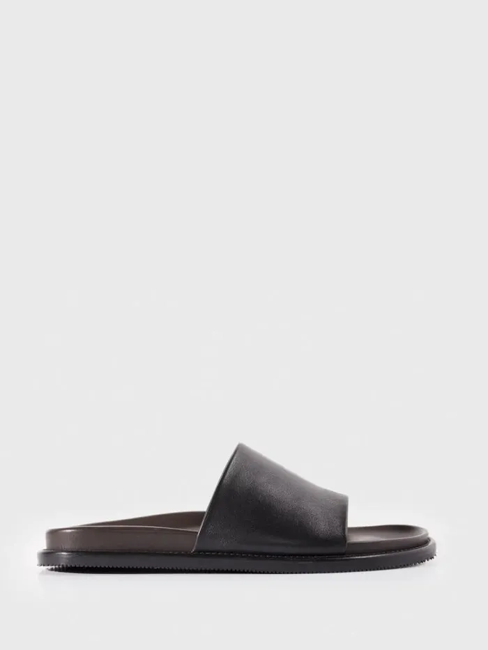 Sandals Mens Paul Stuart Palma Leather Slide Black
