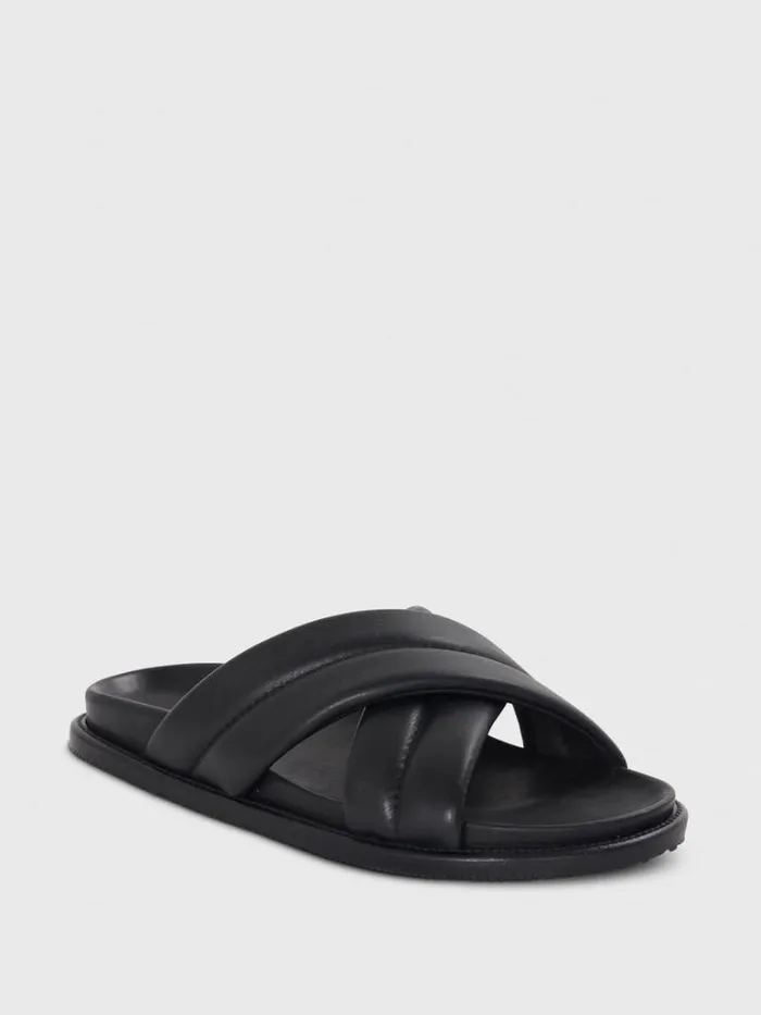 Sandals Mens Paul Stuart Porto Leather Crossover Slide Cocco
