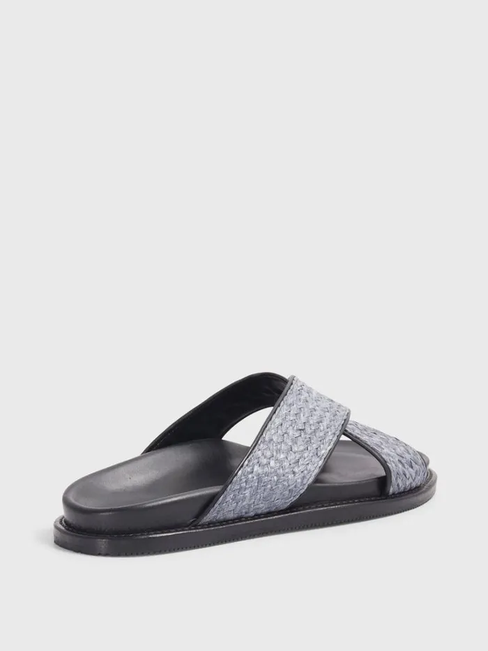 Sandals Mens Paul Stuart Punta II Raffia Crossover Slide Blue Sandals Mens Paul Stuart Punta II Raffia Crossover Slide Blue