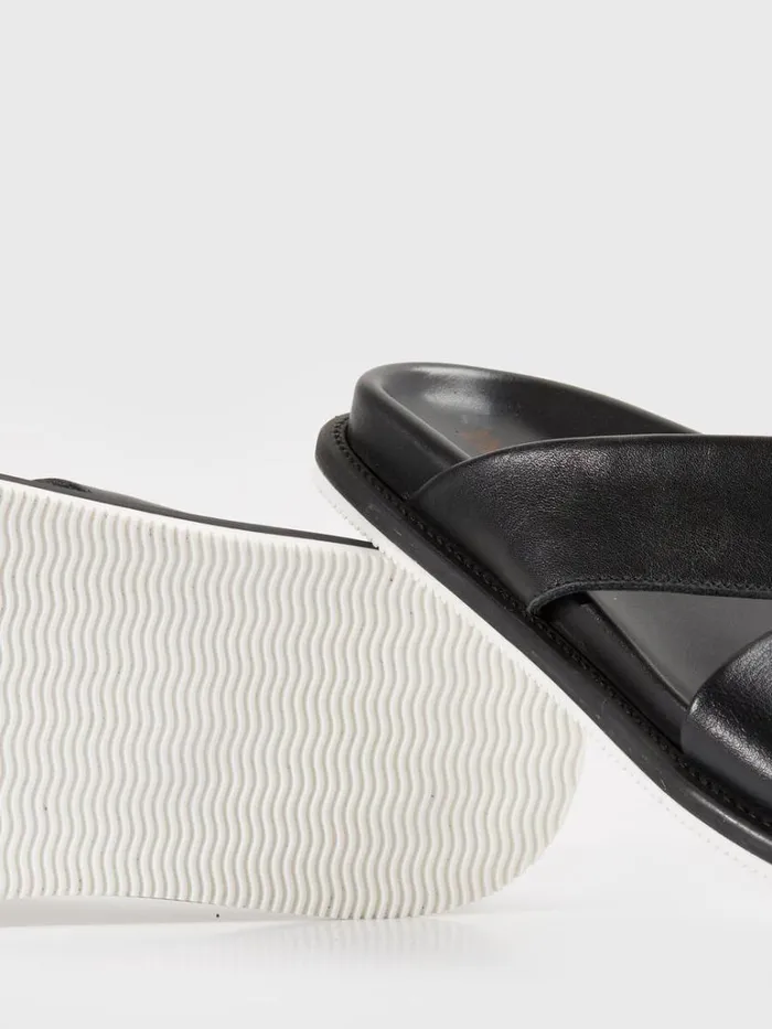 Sandals Mens Paul Stuart Punta Leather Slide Black Sandals Mens Paul Stuart Punta Leather Slide Black
