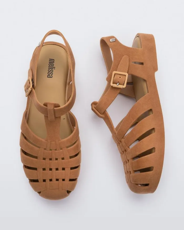 Sandals Women Melissa Possession Velvet Beige Flocked