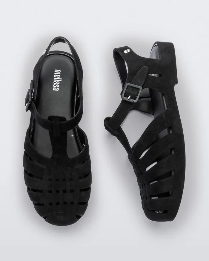 Sandals Women Melissa Possession Velvet Black Flocked