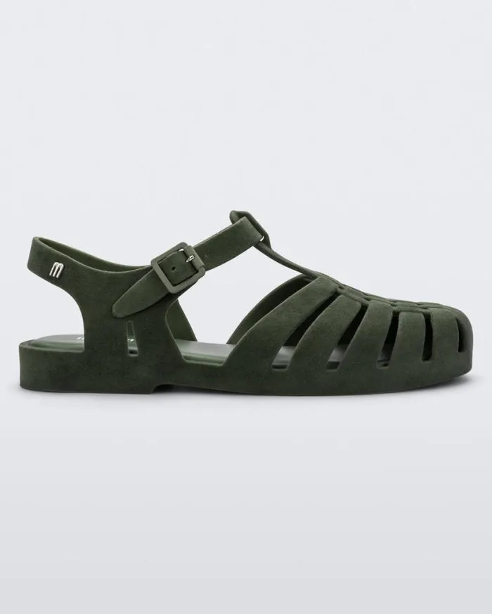Sandals Women Melissa Possession Velvet Green Flocked