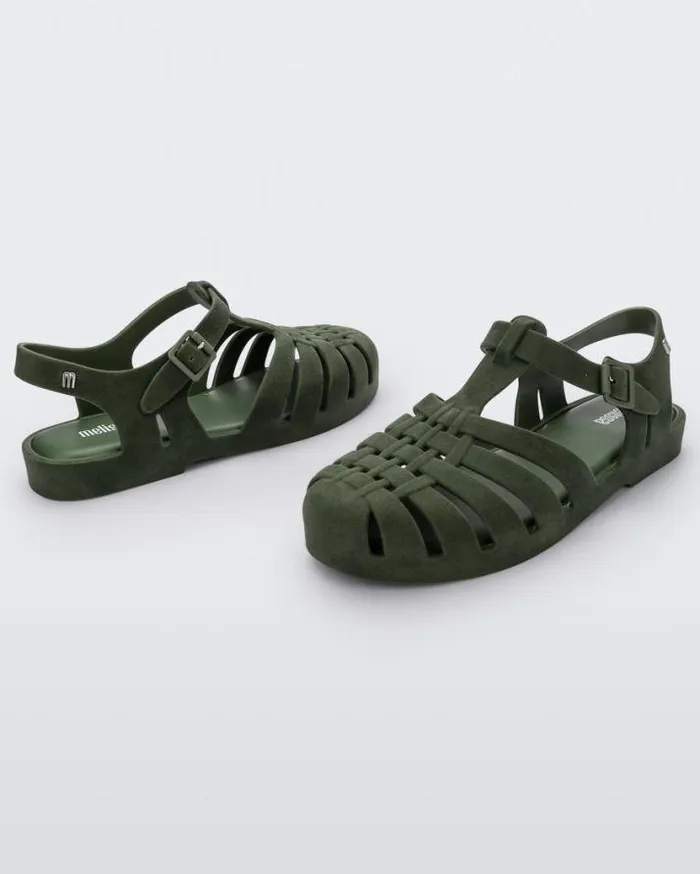 Sandals Women Melissa Possession Velvet Green Flocked