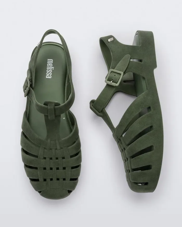 Sandals Women Melissa Possession Velvet Green Flocked
