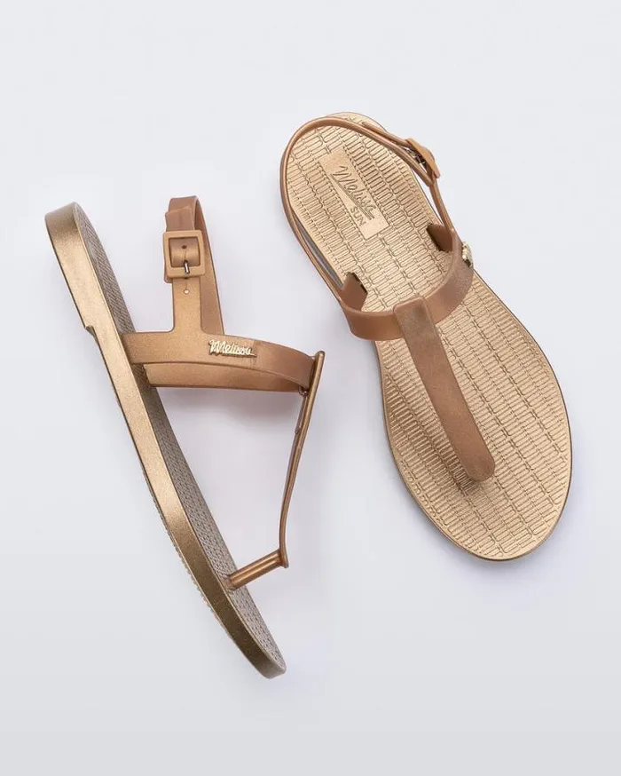 Sandals Women Melissa Sun Ventura Gold Metallic