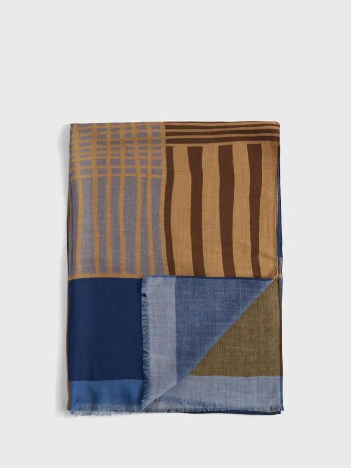 Scarves Hats Gloves Mens Paul Stuart Abstract Print Scarf Bluebrown