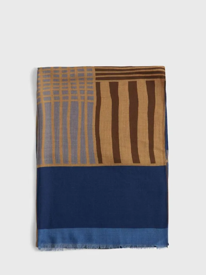 Scarves Hats Gloves Mens Paul Stuart Abstract Print Scarf Bluebrown