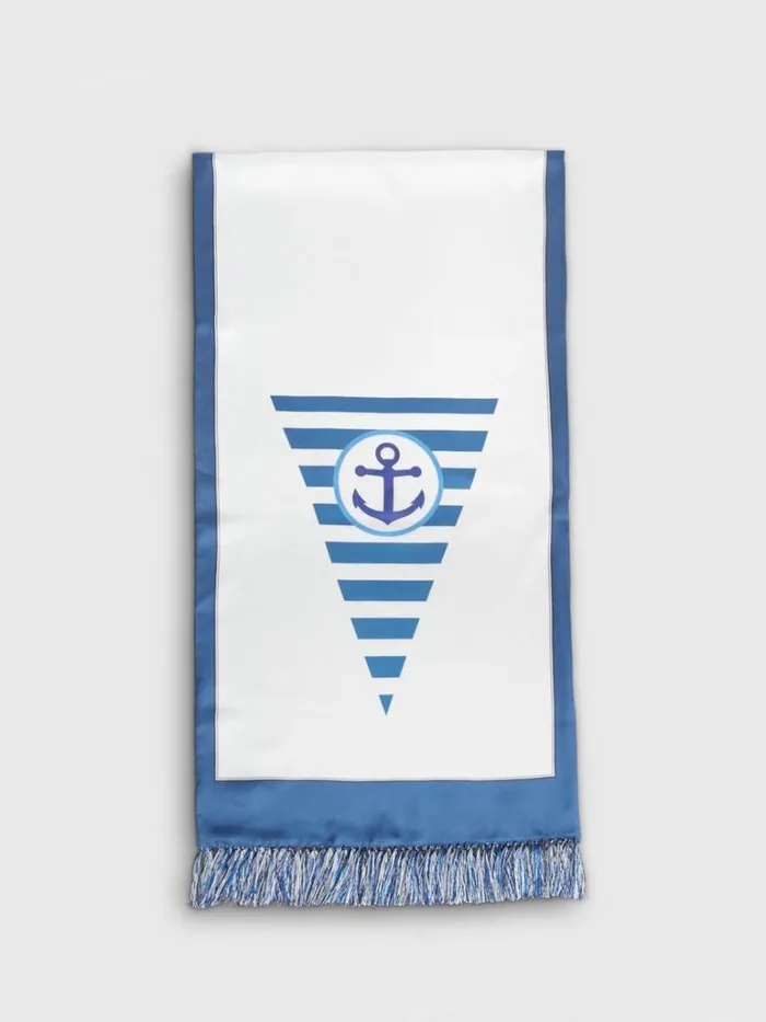 Scarves Hats Gloves Mens Paul Stuart Anchor Printed Silk Scarf Blue