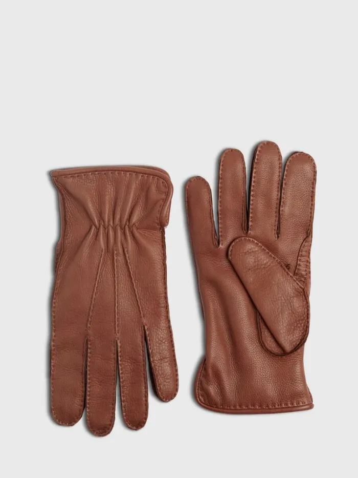 Scarves Hats Gloves Mens Paul Stuart Deerskin Leather Glove With Cashmere Lining Gold Scarves Hats Gloves Mens Paul Stuart Deerskin Leather Glove With Cashmere Lining Gold