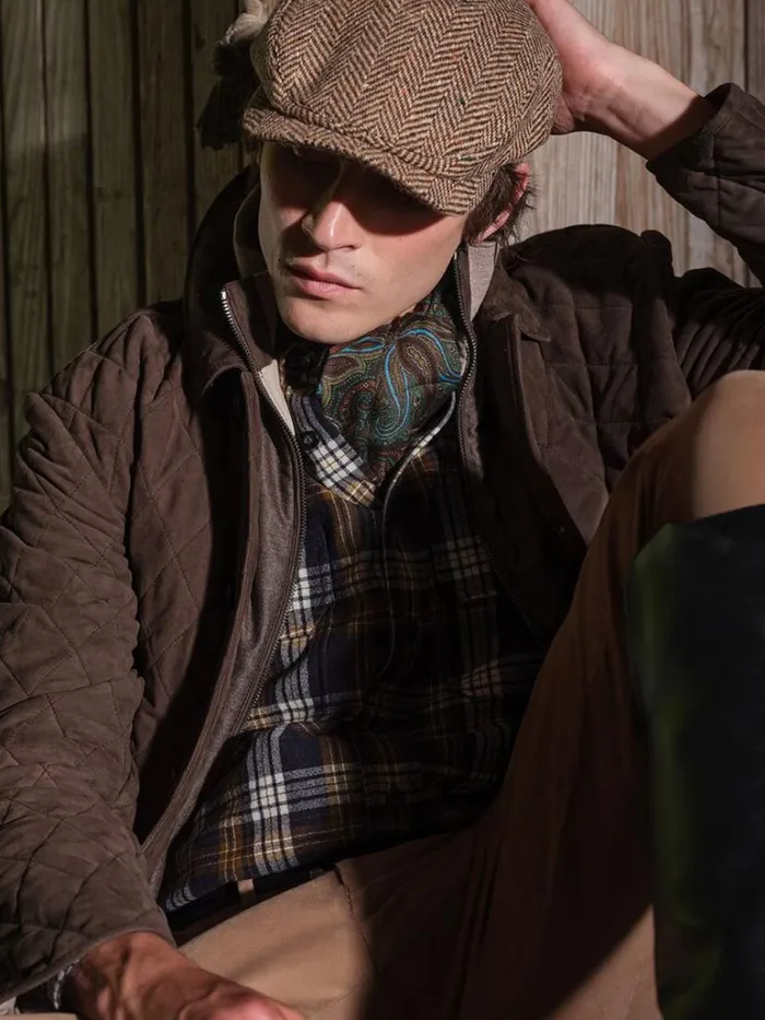 Scarves Hats Gloves Mens Paul Stuart Herringbone Ivy Cap Camel