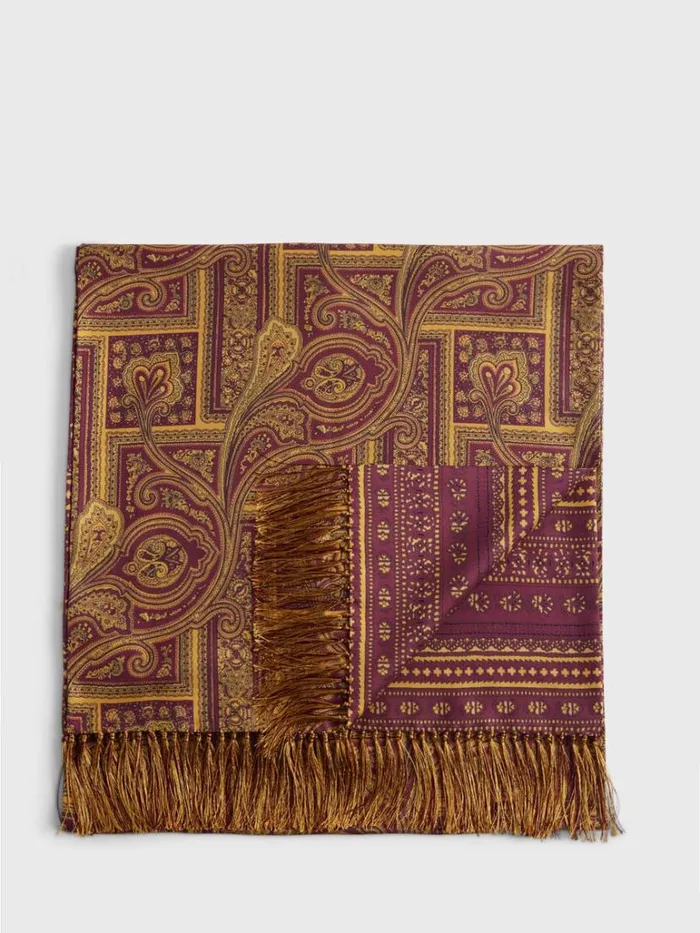 Scarves Hats Gloves Mens Paul Stuart Paisley and Fair Isle Reversible Silk Scarf Burgundy Scarves Hats Gloves Mens Paul Stuart Paisley and Fair Isle Reversible Silk Scarf Burgundy