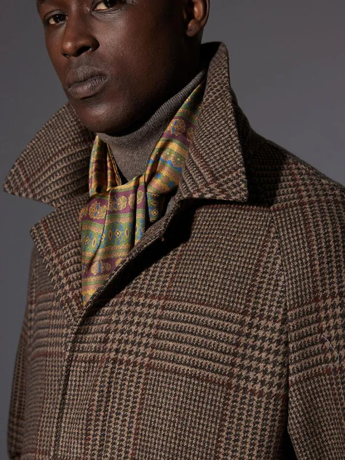Scarves Hats Gloves Mens Paul Stuart Paisley and Fair Isle Reversible Silk Scarf Burgundy