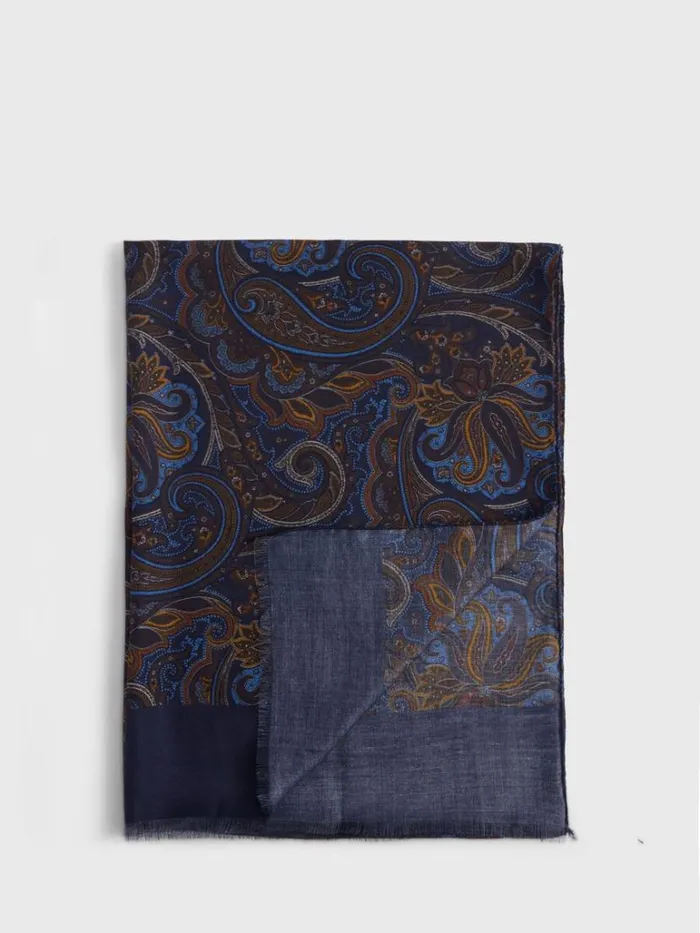 Scarves Hats Gloves Mens Paul Stuart Paisley Print Scarf Brown