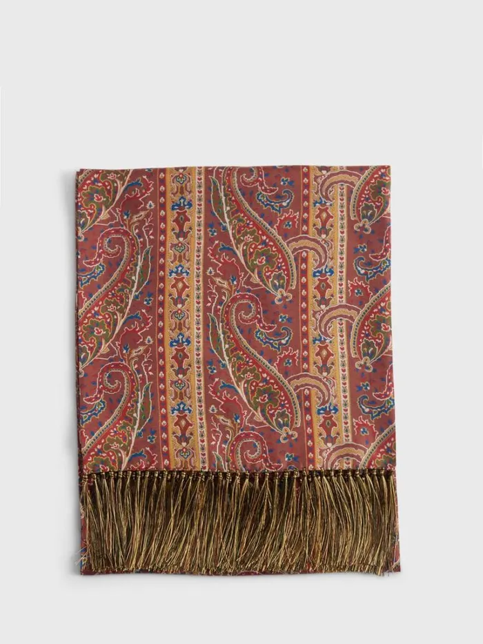 Scarves Hats Gloves Mens Paul Stuart Silk Paisley Print Scarf Berry
