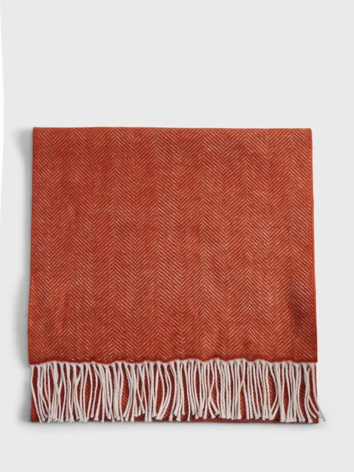 Scarves Hats Gloves Mens Paul Stuart Wool Chevron Scarf Brown
