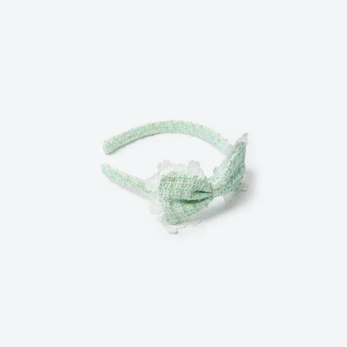 Self Portrait Accessories Green Boucle Bow Hairband 8211 Kids Self Portrait Accessories Green Boucle Bow Hairband 8211 Kids