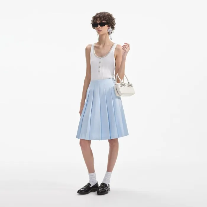 Self Portrait Bottoms Blue Satin Midi Skirt 8211 Women Self Portrait Bottoms Blue Satin Midi Skirt 8211 Women