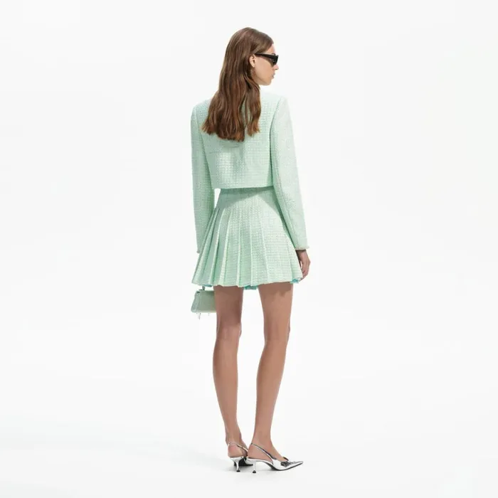 Self Portrait Bottoms Mint Boucle Pleated Mini Skirt 8211 Women Self Portrait Bottoms Mint Boucle Pleated Mini Skirt 8211 Women