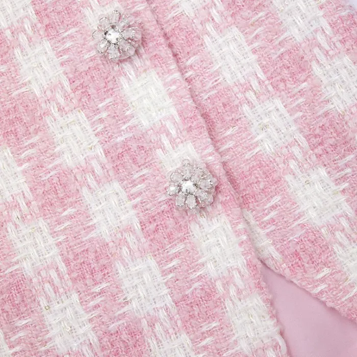 Self Portrait Bottoms Pink Check Boucle Mini Skirt 8211 Women Self Portrait Bottoms Pink Check Boucle Mini Skirt 8211 Women