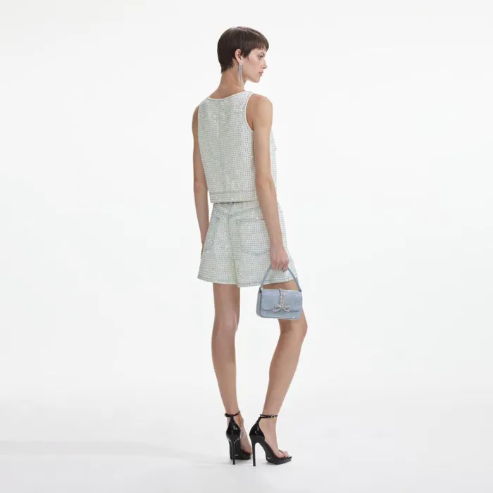 Self Portrait Bottoms Rhinestone Denim Shorts 8211 Women Self Portrait Bottoms Rhinestone Denim Shorts 8211 Women