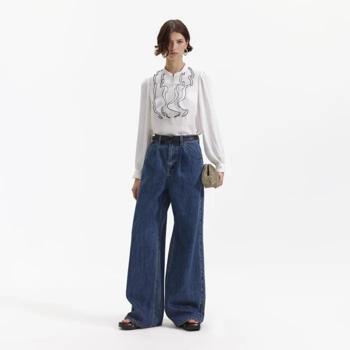 Self Portrait Bottoms Wide Leg Flare Denim Jeans 8211 Women