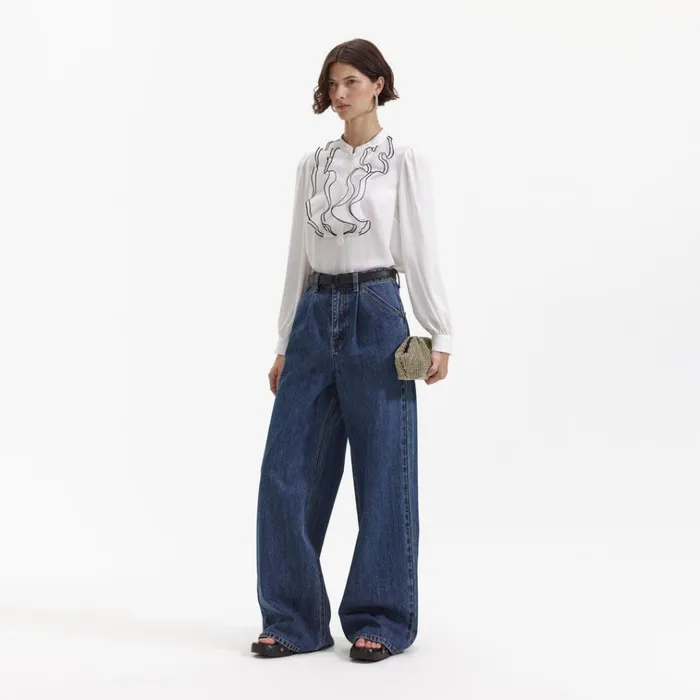 Self Portrait Bottoms Wide Leg Flare Denim Jeans 8211 Women Self Portrait Bottoms Wide Leg Flare Denim Jeans 8211 Women