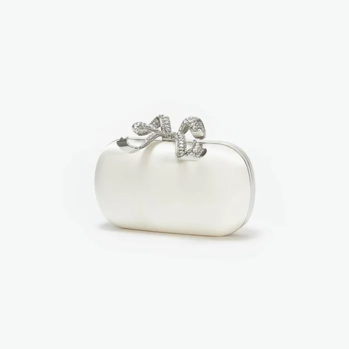 Self Portrait Clutch Bags Cream Satin Bow Clutch 8211 Women Self Portrait Clutch Bags Cream Satin Bow Clutch 8211 Women