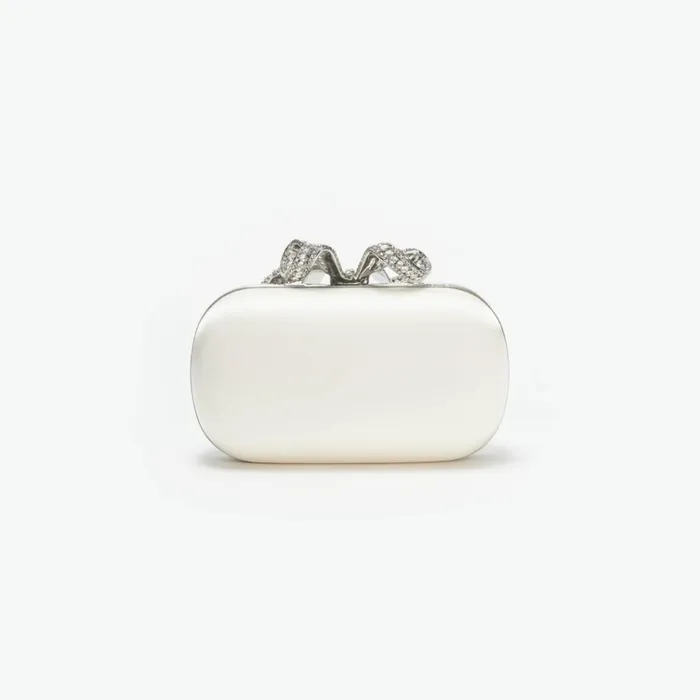 Self Portrait Clutch Bags Cream Satin Bow Clutch 8211 Women Self Portrait Clutch Bags Cream Satin Bow Clutch 8211 Women