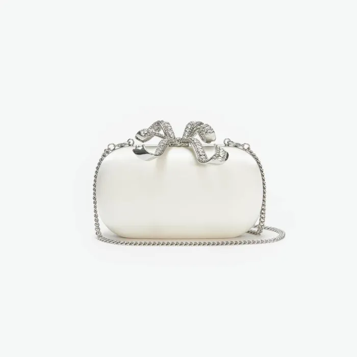 Self Portrait Clutch Bags Cream Satin Bow Clutch 8211 Women Self Portrait Clutch Bags Cream Satin Bow Clutch 8211 Women