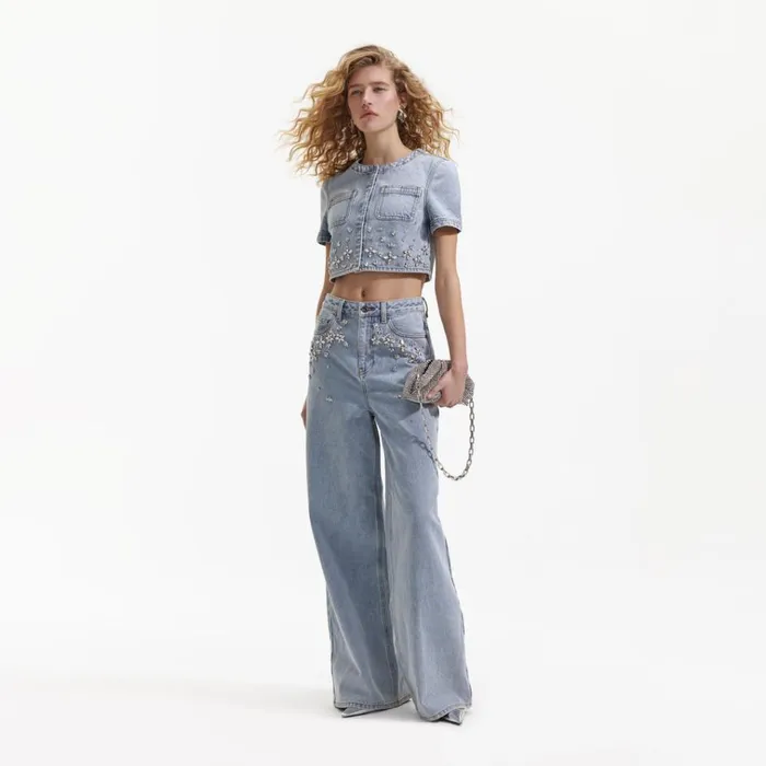 Self Portrait Denim Blue Embellished Jeans 8211 Women Self Portrait Denim Blue Embellished Jeans 8211 Women