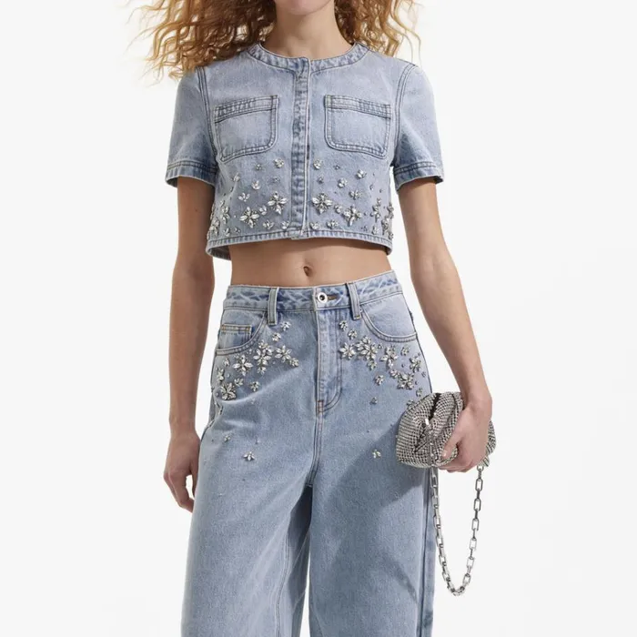 Self Portrait Denim Blue Embellished Jeans 8211 Women Self Portrait Denim Blue Embellished Jeans 8211 Women