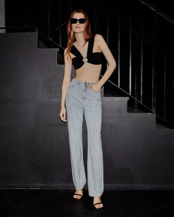 Self Portrait Denim Blue Rhinestone Denim Jeans 8211 Women Self Portrait Denim Blue Rhinestone Denim Jeans 8211 Women