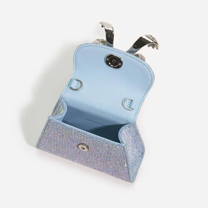 Self Portrait Denim Blue Rhinestone Denim Micro Bow Bag 8211 Women Self Portrait Denim Blue Rhinestone Denim Micro Bow Bag 8211 Women