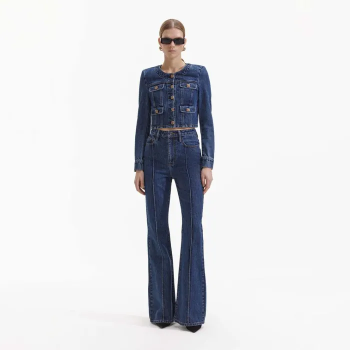 Self Portrait Denim Buttoned Denim Jacket 8211 Women