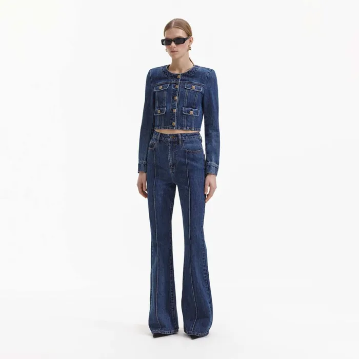 Self Portrait Denim Buttoned Denim Jacket 8211 Women Self Portrait Denim Buttoned Denim Jacket 8211 Women
