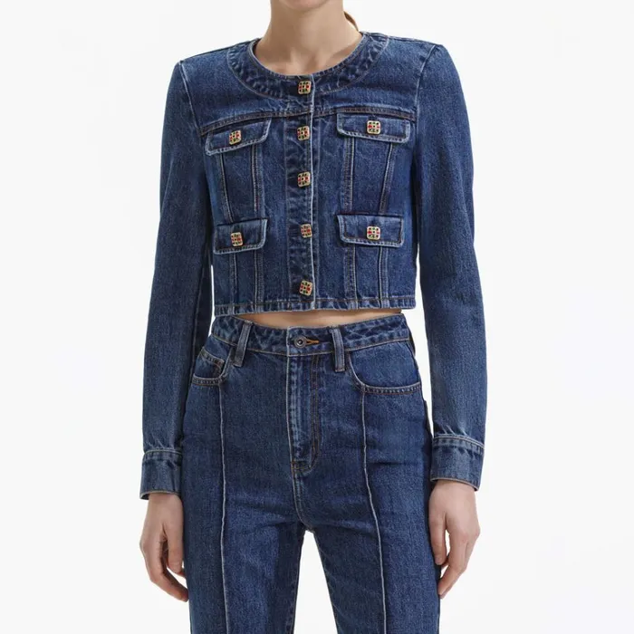Self Portrait Denim Buttoned Denim Jacket 8211 Women Self Portrait Denim Buttoned Denim Jacket 8211 Women