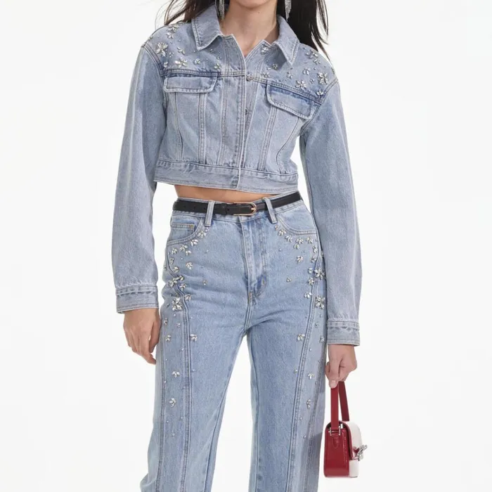 Self Portrait Denim Crystal Embellished Denim Jacket 8211 Women Self Portrait Denim Crystal Embellished Denim Jacket 8211 Women