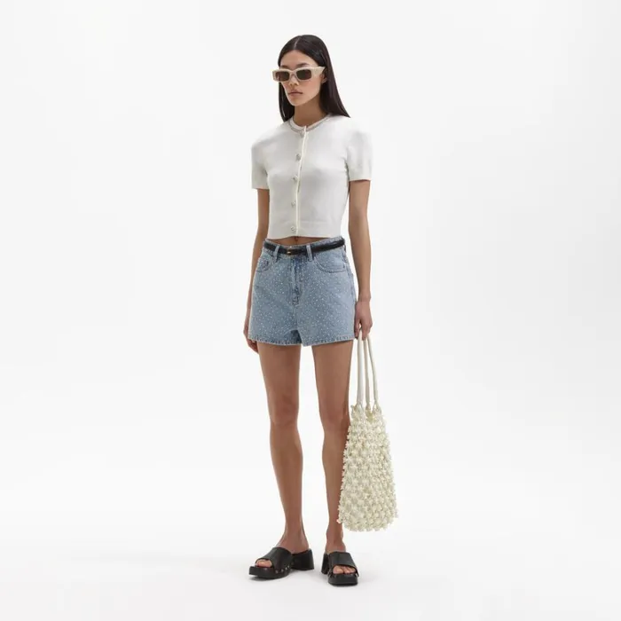 Self Portrait Denim Rhinestone Denim Regular Shorts 8211 Women Self Portrait Denim Rhinestone Denim Regular Shorts 8211 Women