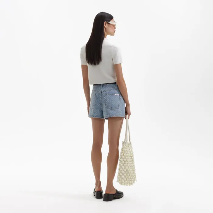 Self Portrait Denim Rhinestone Denim Regular Shorts 8211 Women Self Portrait Denim Rhinestone Denim Regular Shorts 8211 Women