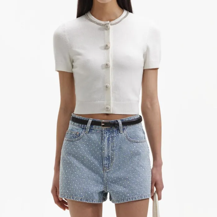 Self Portrait Denim Rhinestone Denim Regular Shorts 8211 Women Self Portrait Denim Rhinestone Denim Regular Shorts 8211 Women