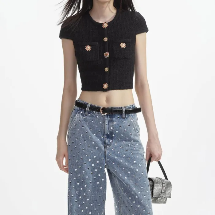 Self Portrait Denim Square Rhinestone Denim Jeans 8211 Women Self Portrait Denim Square Rhinestone Denim Jeans 8211 Women