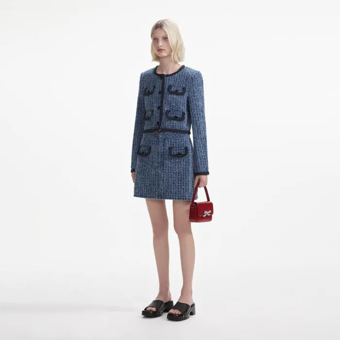 Self Portrait Denim Textured Denim Jacket 8211 Women Self Portrait Denim Textured Denim Jacket 8211 Women