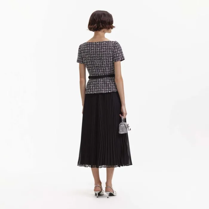 Self Portrait Dresses Black Boucle Off Shoulder Midi Dress 8211 Women Self Portrait Dresses Black Boucle Off Shoulder Midi Dress 8211 Women