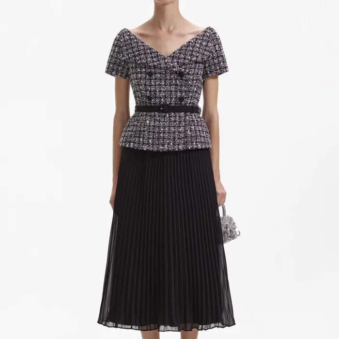 Self Portrait Dresses Black Boucle Off Shoulder Midi Dress 8211 Women Self Portrait Dresses Black Boucle Off Shoulder Midi Dress 8211 Women